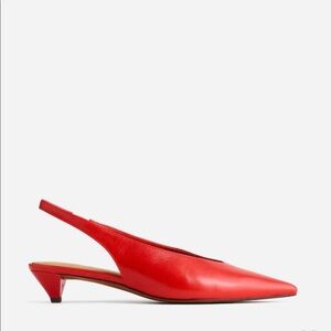 Madewell Simone Kitten-Heel Slingback Pumps in Banana Red Leather